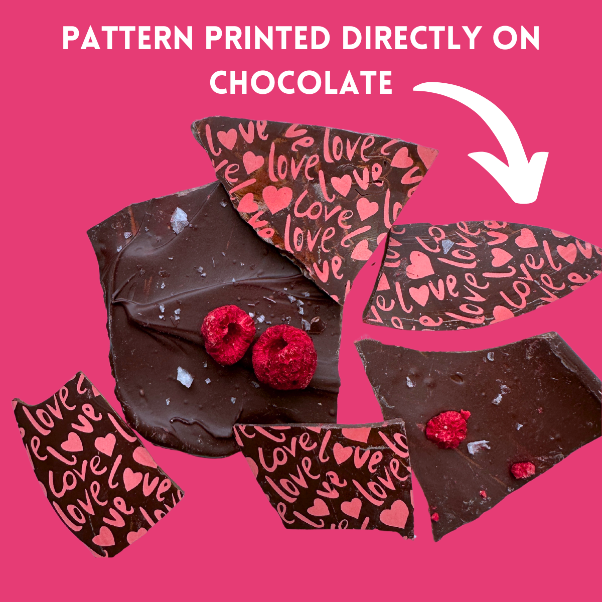 Vegan Dark Chocolate Raspberry Sea Salt Bark | Love Chocolate- 4oz Bag