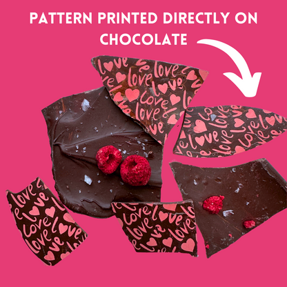 Vegan Dark Chocolate Raspberry Sea Salt Bark | Love Chocolate- 4oz Bag